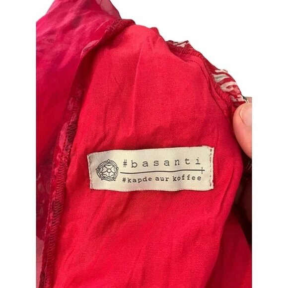 Final Sale! Kalki women's jumpsuit red white beaded flowy long sleeve back zip s - Picture 4 of 9